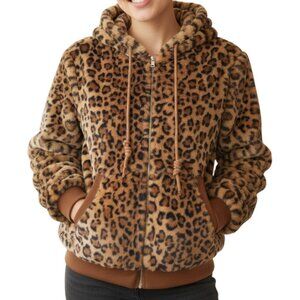 Jolie and Joy by FCT Women's Brown Leopard Print Faux Fur Coat - Super Soft - 1X